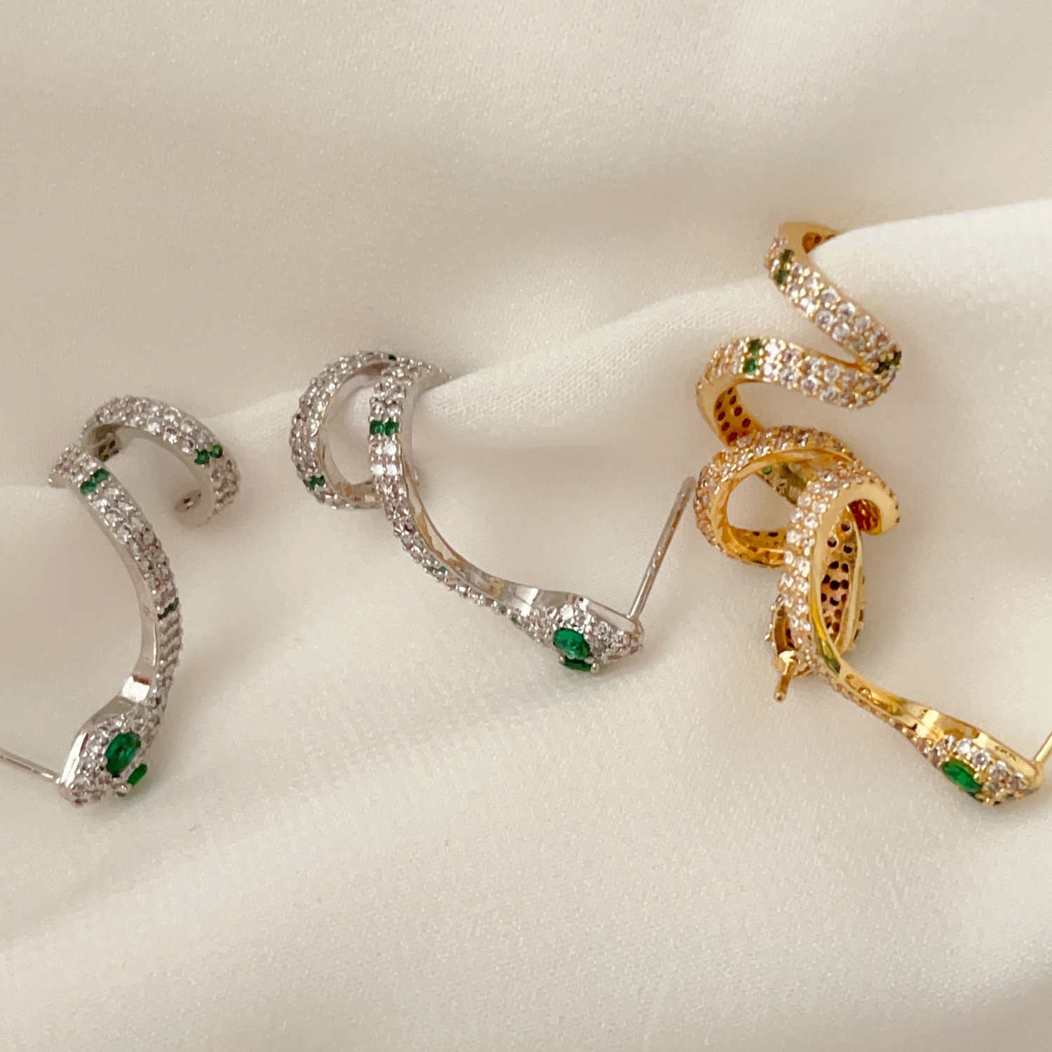Pave snake earrings