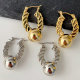 Gold ball hoops earrings