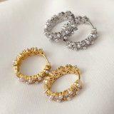 Pave pearl hoops