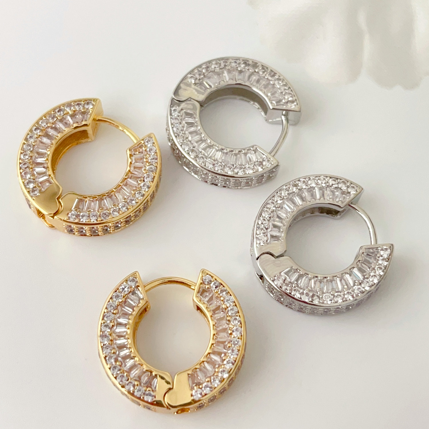 Pave hoops earrings