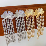 Flower crystal tassel earrings