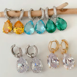 Water drop zircon hoop earrings