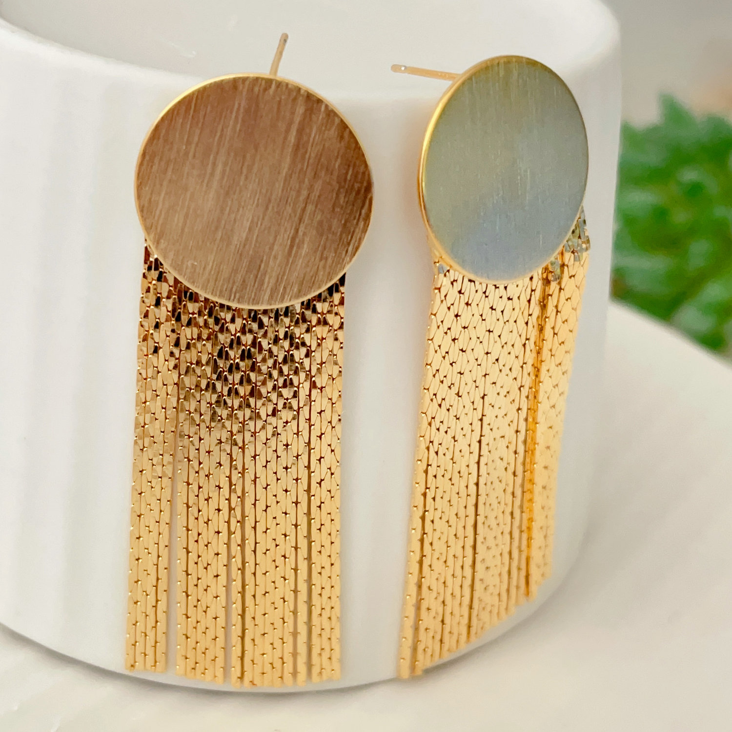 Trend metal tassel earrings