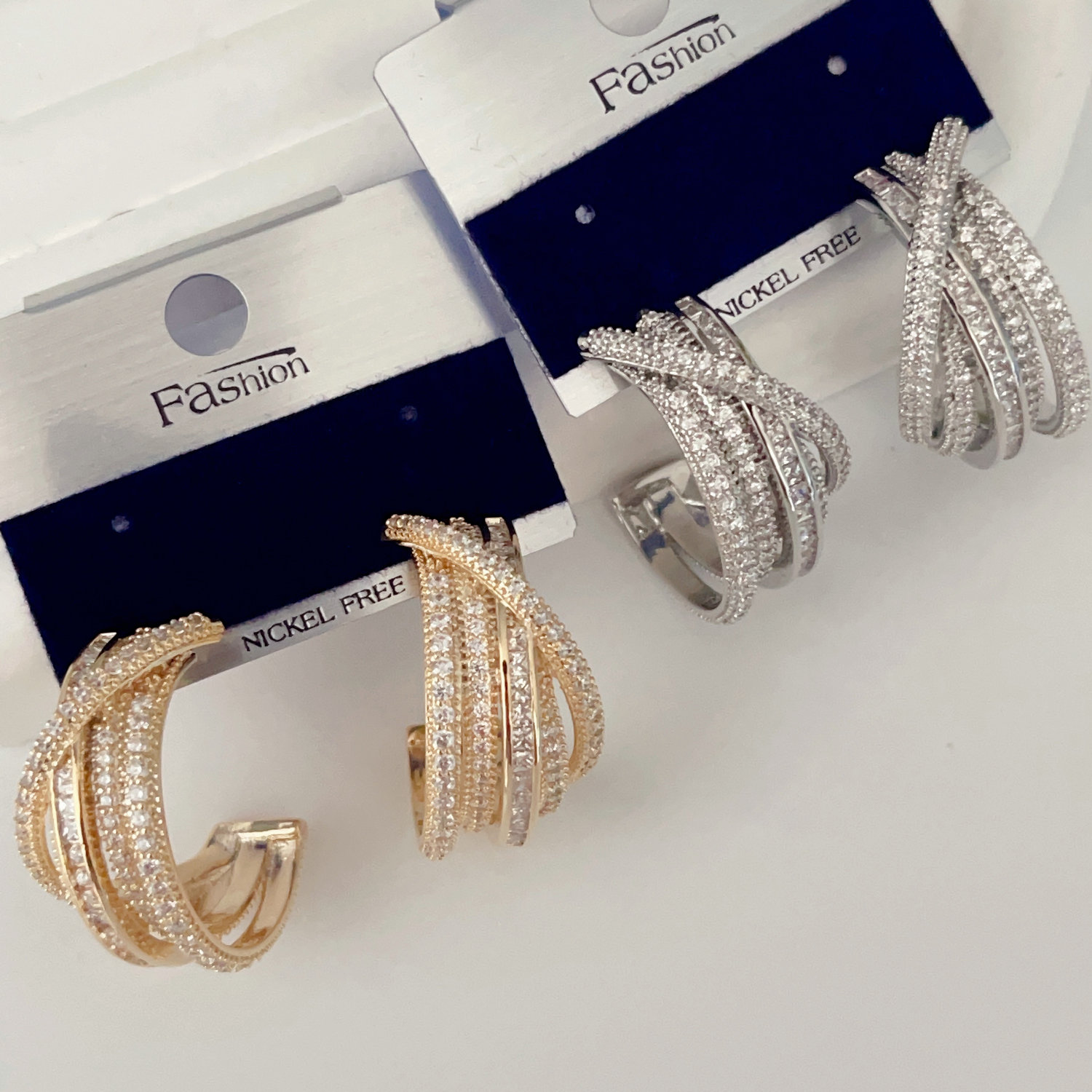 Pave zircon hoops earrings