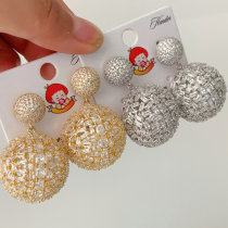 Pave zircon ball earrings
