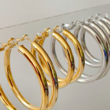 Chunky classical metal hoops earrings big 60mm small 50mm