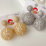 Pave zircon ball earrings