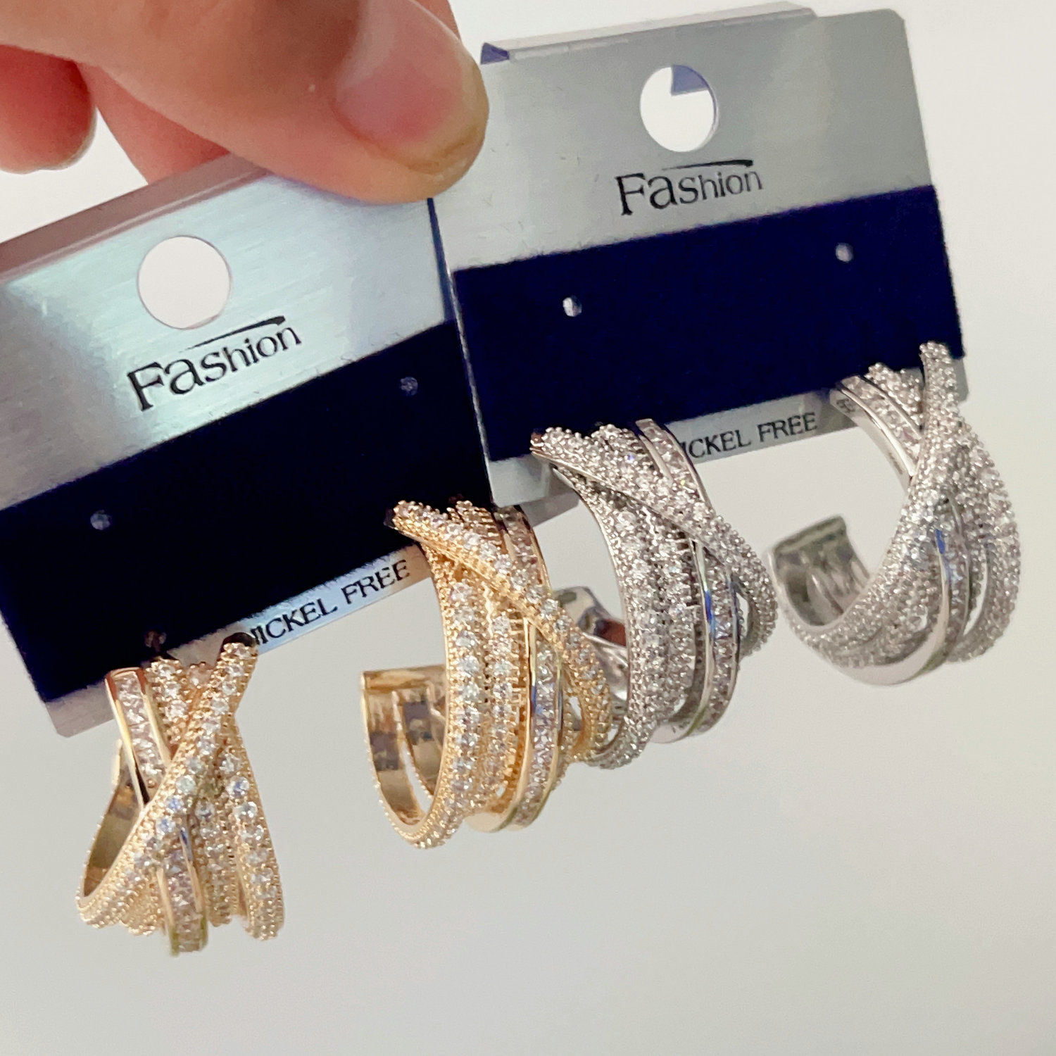 Pave zircon hoops earrings