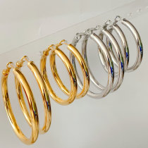 Chunky classical metal hoops earrings big 60mm small 50mm