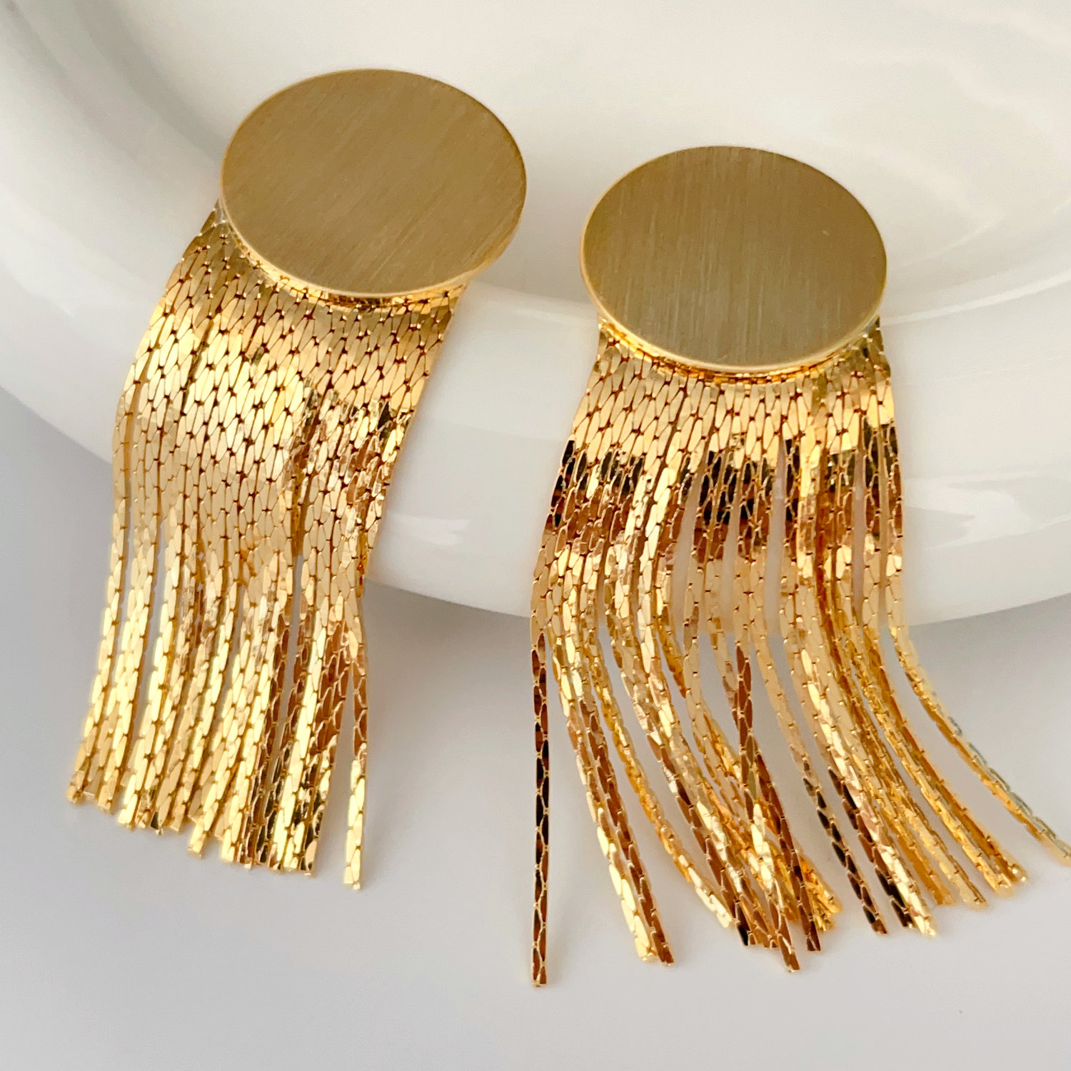 Trend metal tassel earrings