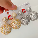 Pave zircon ball earrings