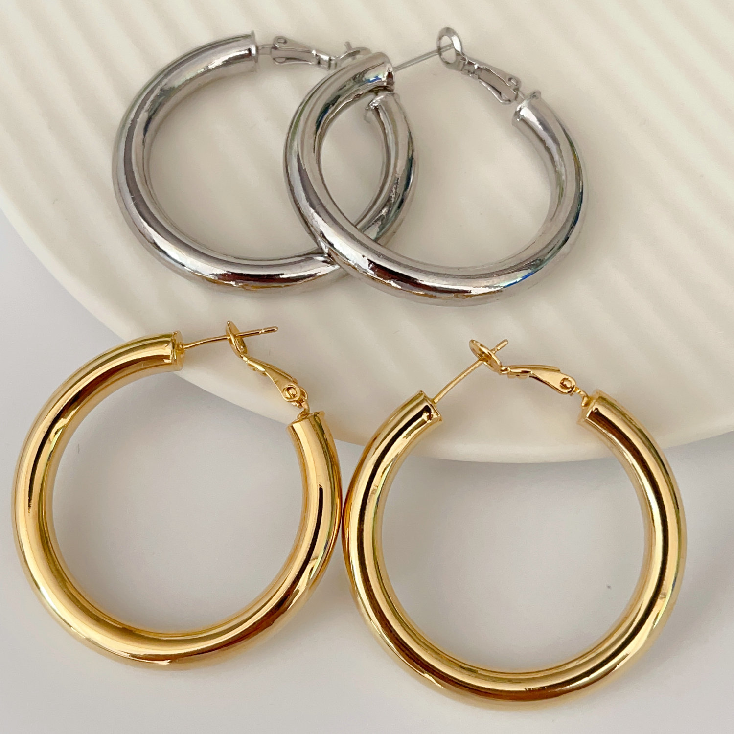 40cm Metal hoops earrings