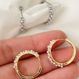 Small pearl hoops earrings