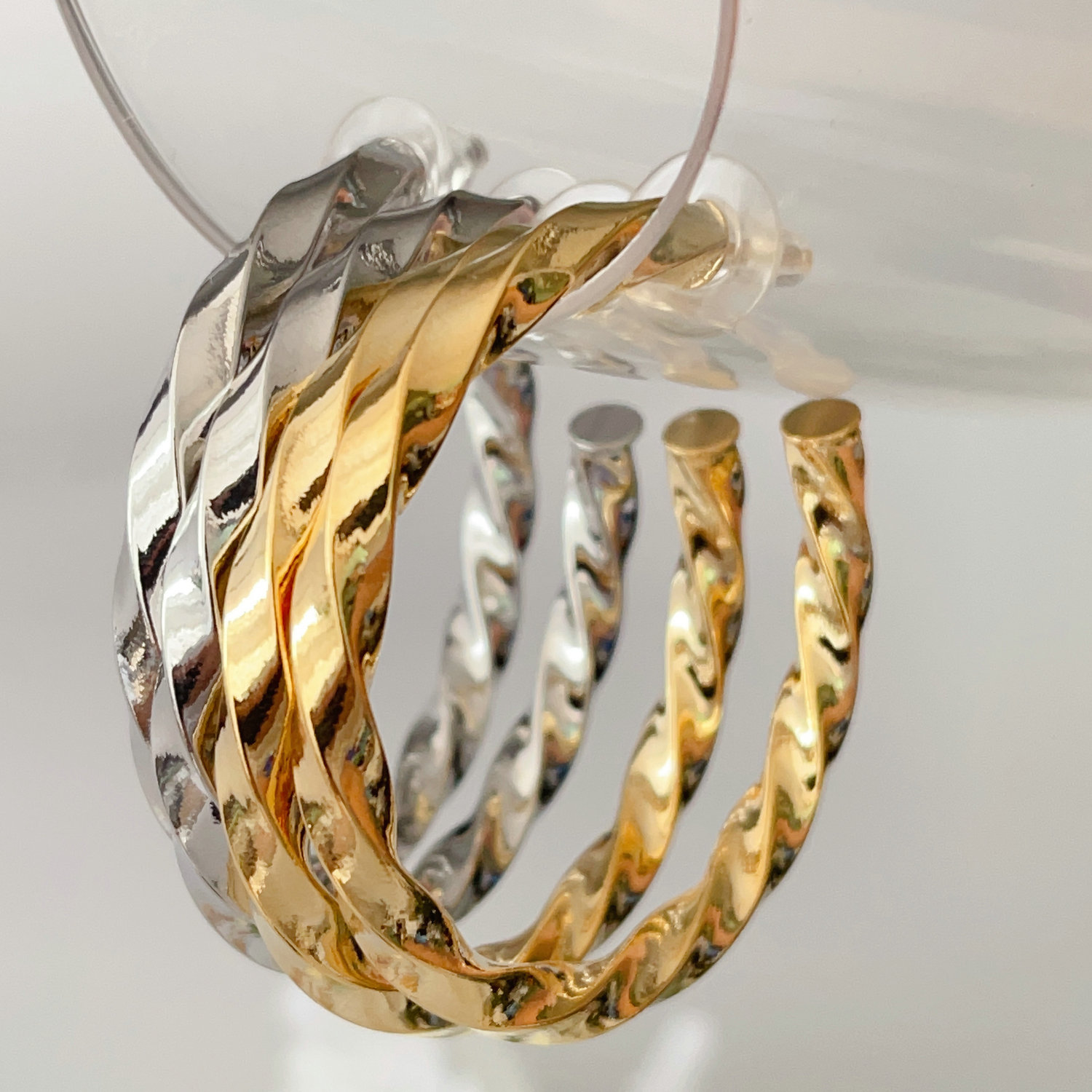 50cm simple twist hoops earrings