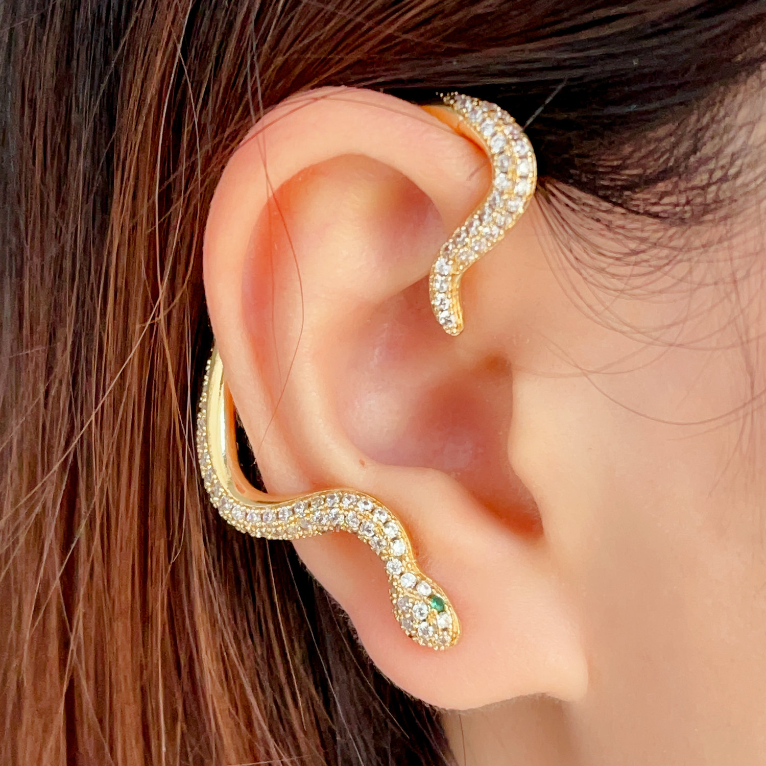 Pave snake earrings cuff