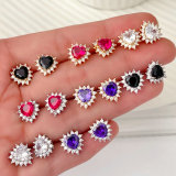 Pave heart stud earrings