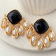 Black square pearl earrings