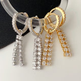 Zircon chain tassel earrings