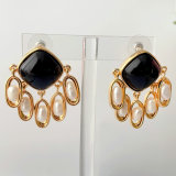 Black square pearl earrings