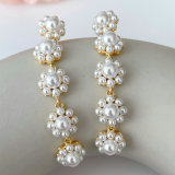 White flower pearl earrings