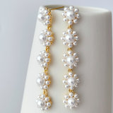 White flower pearl earrings