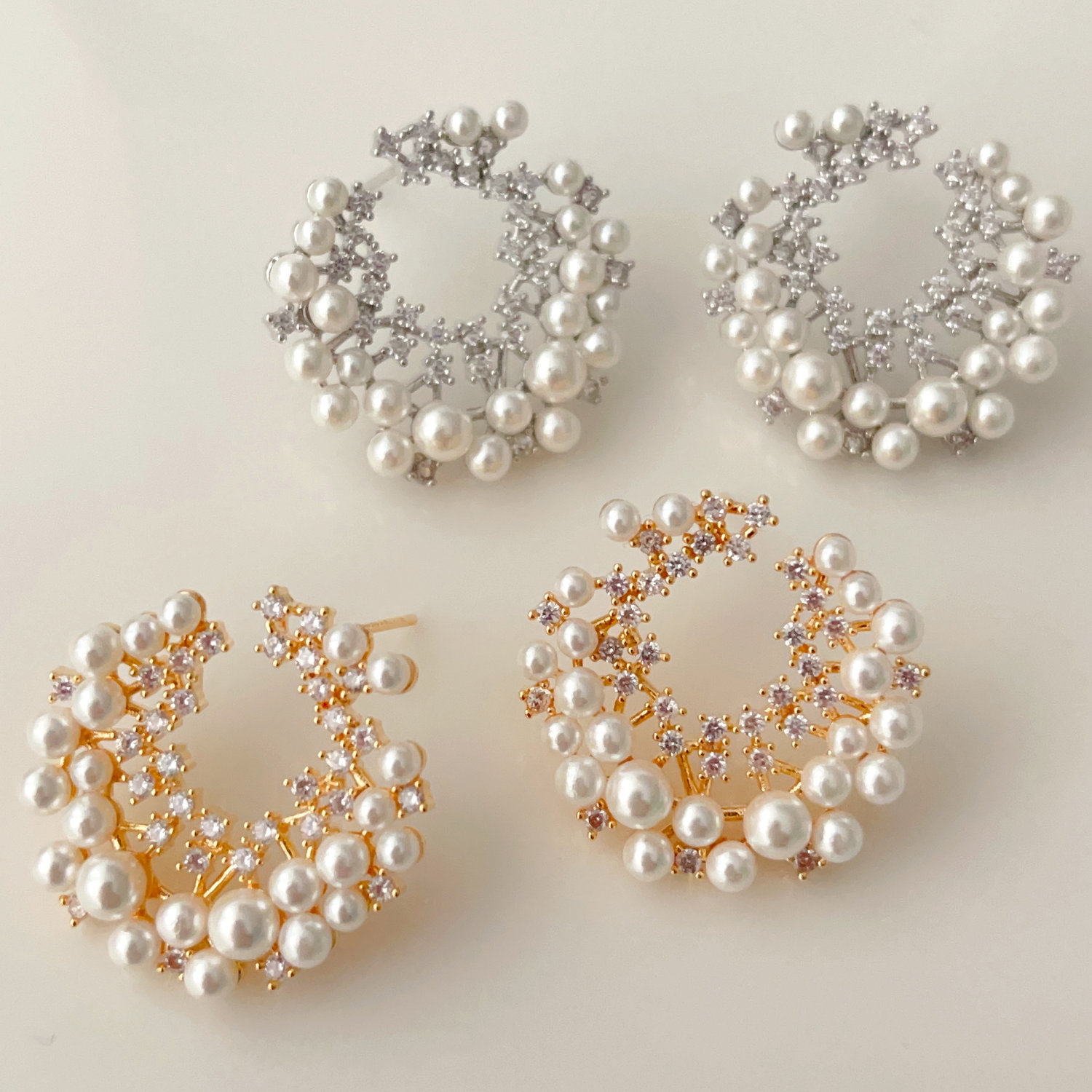 Pearl zircon earrings