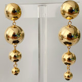 Long gold ball earrings