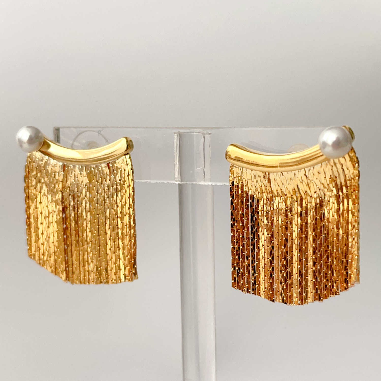 Gold chain tassel earrings