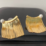 Gold chain tassel earrings