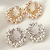 Pearl zircon earrings