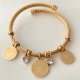 Coin charm stainless steel bracelet