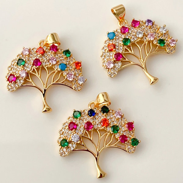 Pave colorful apple tree charm