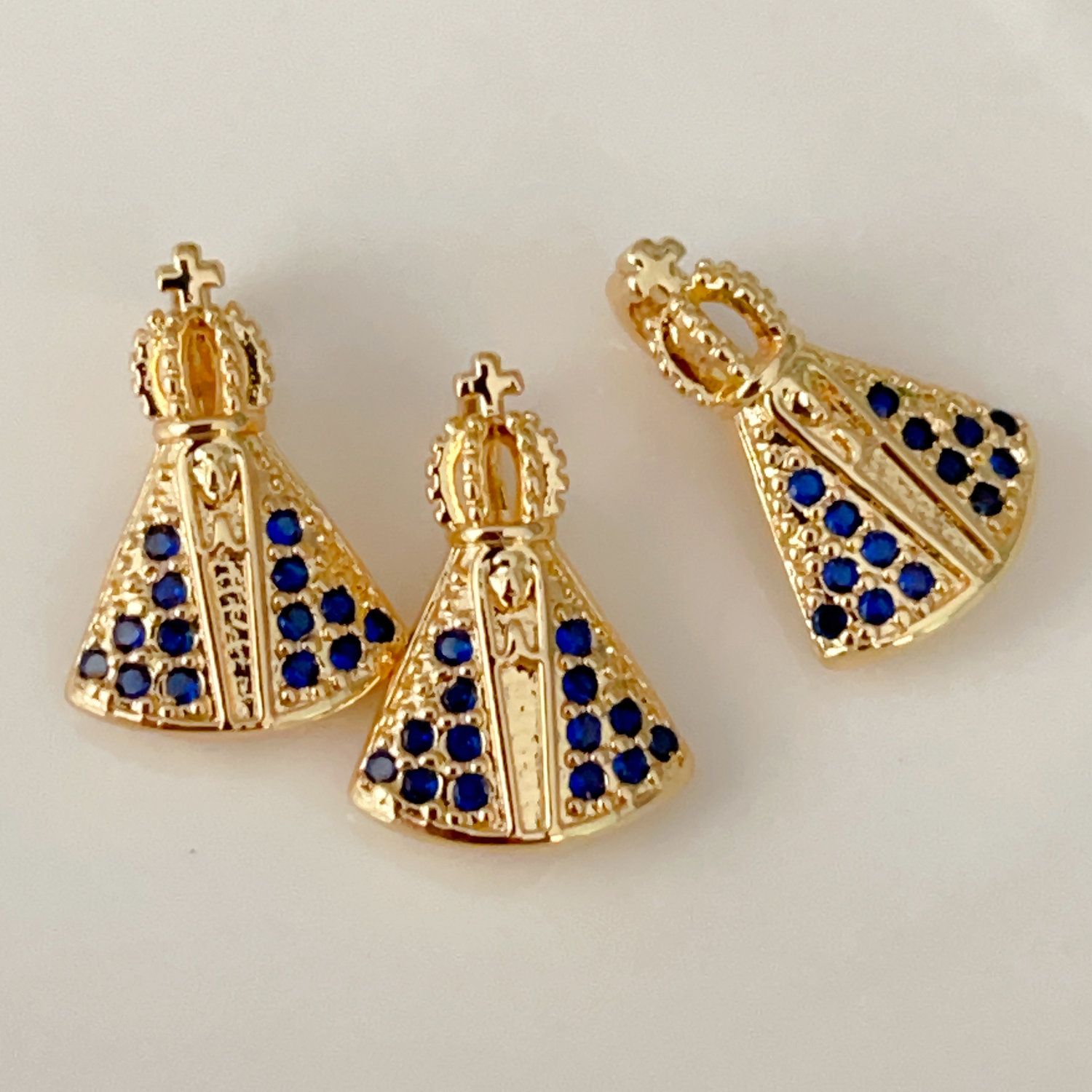 Pave blue religious charm