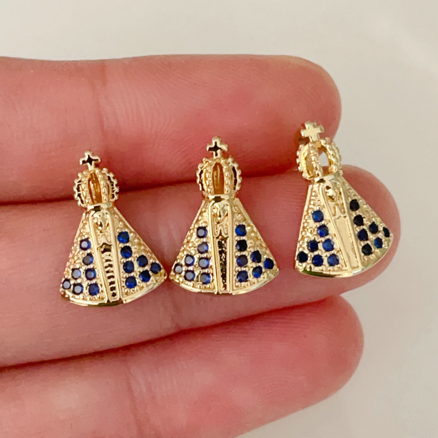 Pave blue religious charm