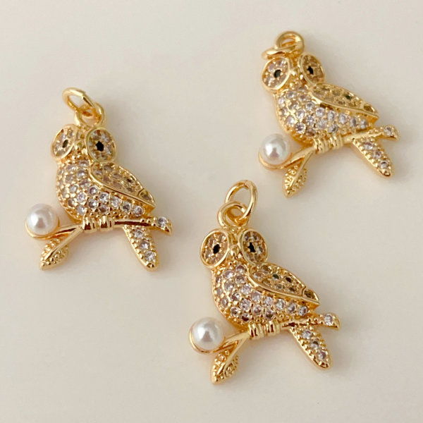 Pave bird charm