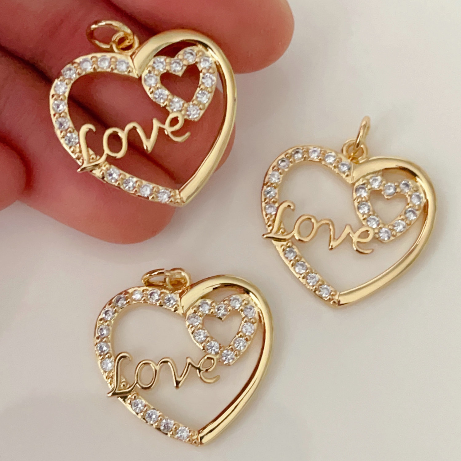 Pave lover heart charm