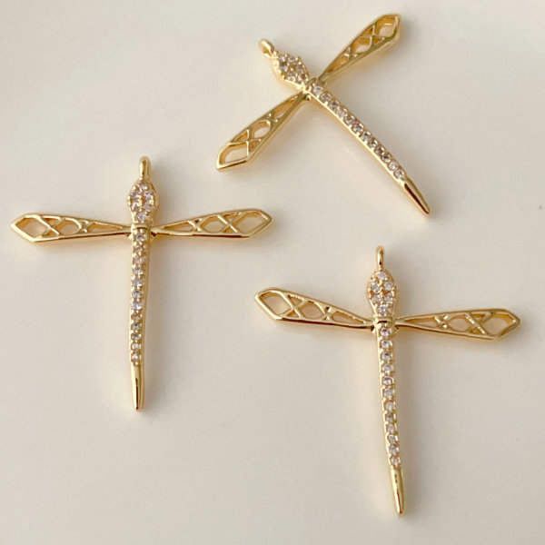 Pave dragonfly charm
