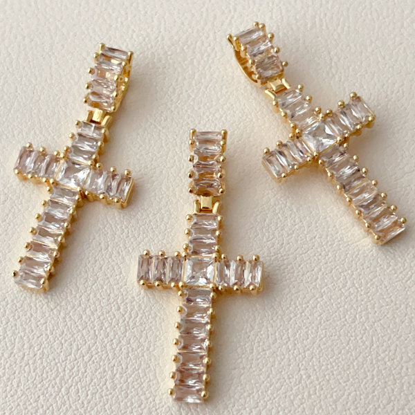 Pave clear cross pendant