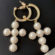 Pearl cross pendant earrings