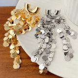 Bling round charm tassel earriings