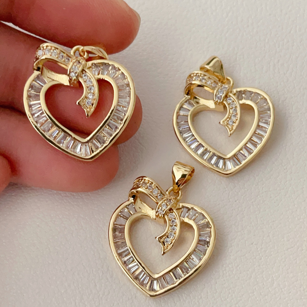 Pave heart charm