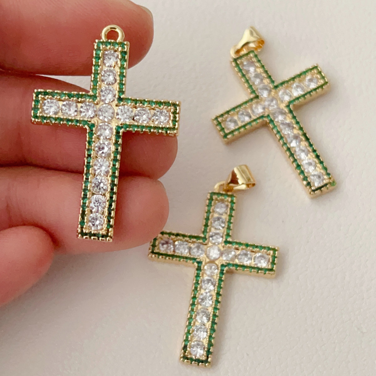 Green cross pendant