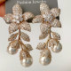 Pave zircon pearl earrings
