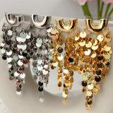 Bling round charm tassel earriings