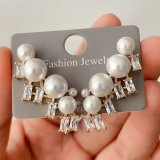 Pearl zircon earrings