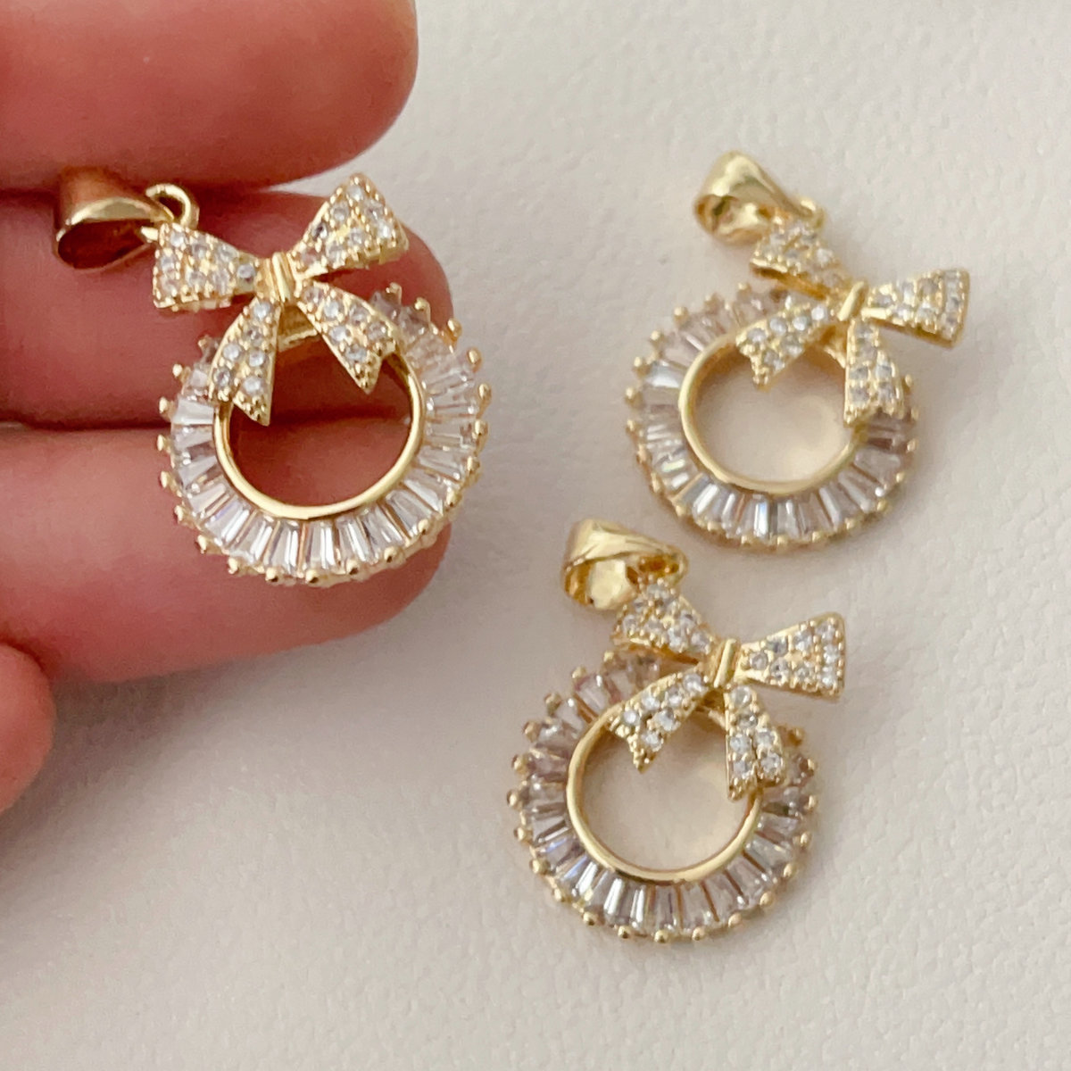 Pave bow charm