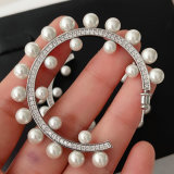 Big pearl statement hoops earrings