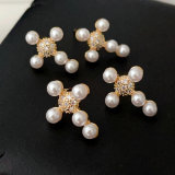Pearl cross earrings stud