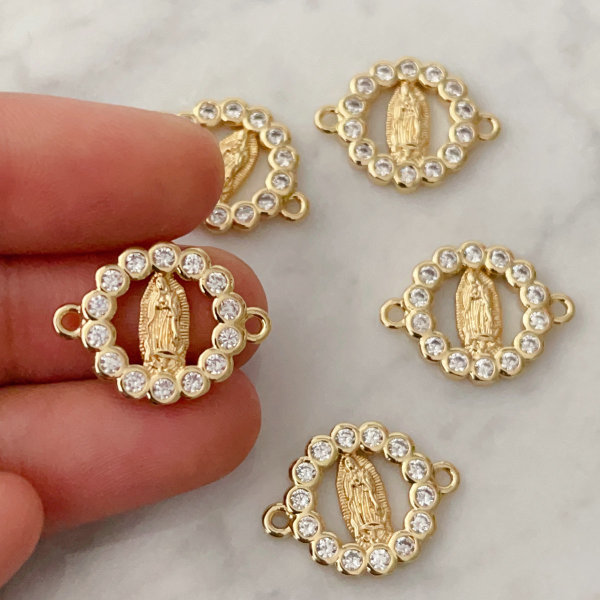 Pave virgin mary connctor for bracelet