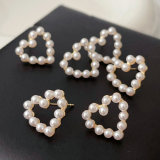 Pearl heart earrings stud